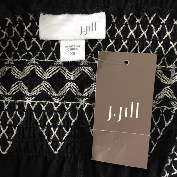 J Jill Skirt Ruffle Embroidery Waist Black XS - Picture 5 of 7